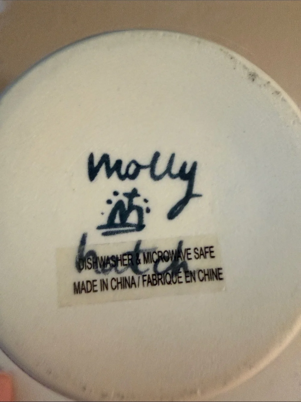 Anthropologie Molly Hatch Cream Ceramic Llama Coffee Mug with Blue Illustration